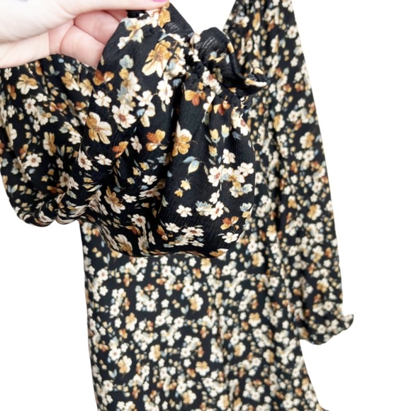 Lush Women's Floral Long Sleeve Bra Bodice Tie Fit & Flare Boho Flowy Mini Dress - Picture 10 of 16